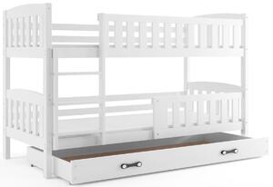 Poschodová posteľ FLORENT 2 + úložný priestor + matrac + rošt ZADARMO, 90x200 cm, biela, biela