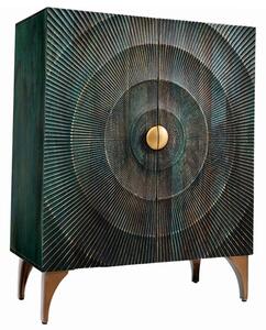 GOLDEN SUNSET 3D Komoda z masívneho mangového dreva, lakovaný tyrkysový, 120 cm