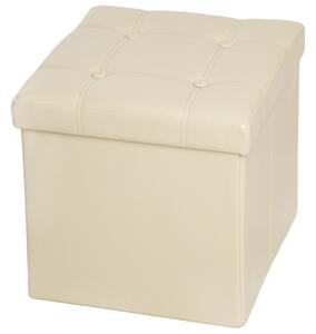 Tectake 401474 taburet skladací z umelej kože s úložným priestorom 38x38x38cm - béžová