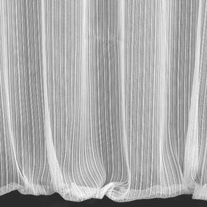 Design 91, Hotová záclona Noelia biela s krúžkami - jemné prúžky s lesklou niťou, š. 3 m x d. 2,5 m