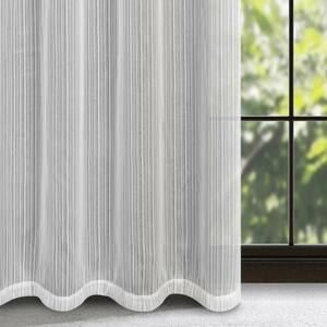 Design 91, Hotová záclona Noelia biela s krúžkami - jemné prúžky s lesklou niťou, š. 3 m x d. 2,5 m