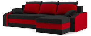Rohová rozkladacia sedacia súprava HEWLET Čierna/červená Pravá