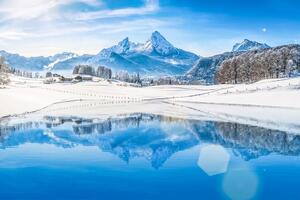Fototapeta zasnežená krajina v Alpách - 225x150