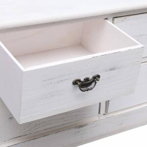 Úložná lavica so 6 zásuvkami biela s patinou Dekorhome - POSLEDNÝ KUS
