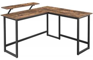 Rohový počítačový stôl vo farbe dreva