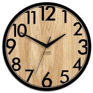 ModernClock Drevené nástenné hodiny Focus 33 cm dub prírodný/čierny