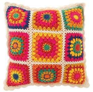 Farebný háčkovaný kvetovaný vankúš Croche - 45*15*45 cm - J-Line by Jolipa