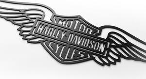 Veselá Stena Drevená nástenná dekorácia Harley Davidson krídla čierne