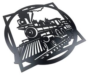 Veselá Stena Drevená nástenná dekorácia Čierna lokomotíva