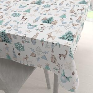 Biante Bavlnený obdĺžnikový obrus Sandra SA-662 Modro-zeleno-hnedý vianočný vzor 50x100 cm