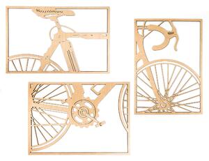Veselá Stena Drevená nástenná trojdielna dekorácia Bicykel