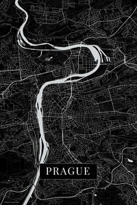 Mapa Prague black, (26.7 x 40 cm)