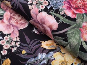 Biante Zamatová obliečka na vankúš Tamara TMR-019 Záhradné kvety na čiernom 30 x 50 cm