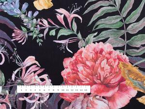 Biante Zamatová obliečka na vankúš Tamara TMR-019 Záhradné kvety na čiernom 30 x 50 cm