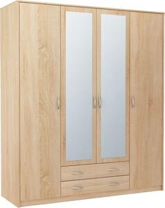 Najlacnejsinabytok VIKA 4D 4-dverová skriňa so zrkadlom, dub sonoma