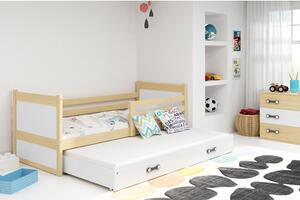 Detská posteľ s výsuvnou posteľou RICO 190x80 cm Biela Borovica