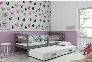 Detská posteľ s výsuvnou posteľou ERYK 200x90 cm Sivá Ružová