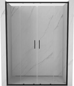 Mexen Exo dvojité posuvné sprchové dvere 130 cm, priehľadné, čierne - 8152-130-000-70-00