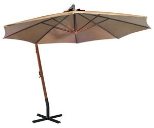 Maison Exclusive – závesný slnečník so stĺpom, farba taupe, 3,5 x 2,9 m, z masívneho smrekového dreva
