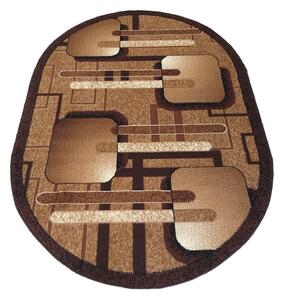 Oválny koberec v hnedej farbe s geometrickými vzormi Hnedá Šírka: 80 cm | Dĺžka: 150 cm