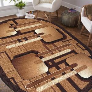 Hnedý oválny koberec s geometrickými vzormi Šírka: 200 cm | Dĺžka: 300 cm