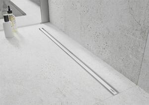 Mexen Flat nerezový sprchový žľab s rotačným 360° sifónom 60 cm, vzor SLIM, biela, 1241060