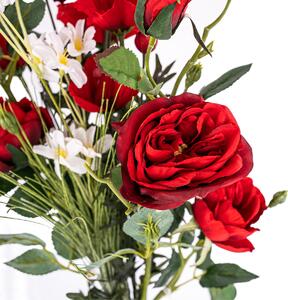 Umelá kytica ruží a maku, 27 x 72 x 12 cm