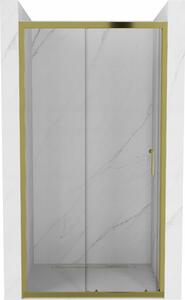 Mexen Apia, posuvné dvere do otvoru 120 x 190 cm, 5mm číre sklo, zlatý profil, 845-120-000-50-00