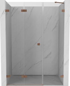 Mexen Lunar-F skladacie sprchové dvere ľavé 150 cm, priehľadné, brúsená meď - 836S-150-050-65-00-L