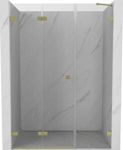 Mexen Lunar-F skladacie sprchové dvere ľavé 125 cm, transparentné, zlaté brúsené - 836S-125-050-55-00-L