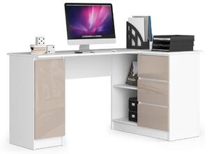 Písací stôl RADANA, 155x77x85, biela/béžová, pravá