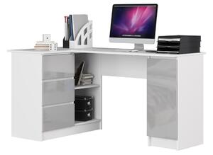 Písací stôl B20, 155x77x85, biela/sivá, ľavá