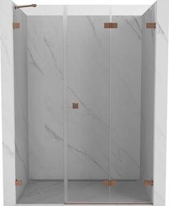 Mexen Lunar-F skladacie sprchové dvere pravé 110 cm, transparentné, brúsená meď - 836S-110-050-65-00-P