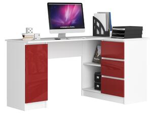 Písací stôl B20, 155x77x85, biela/červená, pravá