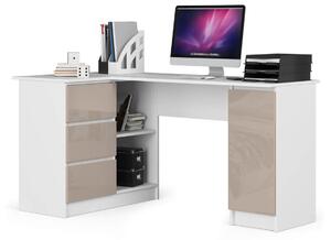 Písací stôl RADANA, 155x77x85, biela/béžová, ľavá