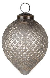 Šedá antik sklenená vianočná ozdoba banka Noirre - Ø 8*10 cm - Clayre & Eef