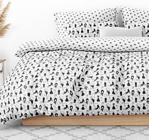 Goldea bavlnené posteľné obliečky - čierne mačky a labky 140 x 200 a 70 x 90 cm
