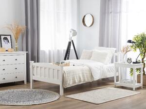 Biela drevená posteľ s rámom 90 x 200 cm, minimalistický škandinávsky dizajn