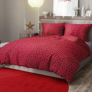 Goldea bavlnené posteľné obliečky - vzor x-15 biele hviezdičky na červenom 140 x 200 a 70 x 90 cm