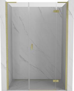 Mexen Mist-H L pravé sprchové dvere 145 cm, transparentné, zlaté brúsené - 8A5L-145-001-55-00-P