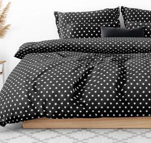 Goldea bavlnené posteľné obliečky - vzor 541 biele hviezdičky na čiernom 140 x 200 a 70 x 90 cm