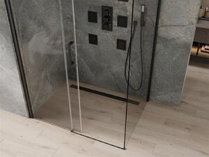 Mexen Omega, sprchovací kút s posuvnými dverami 100 (dvere) x 70 (stena) cm, 8mm sklo, čierny profil-číre sklo, 825-100-070-70-00