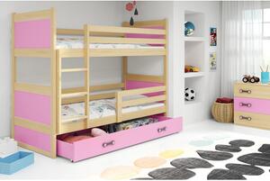 Detská poschodová posteľ RICO 160x80 cm Biela Ružová
