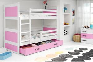 Detská poschodová posteľ RICO 160x80 cm Biela Ružová
