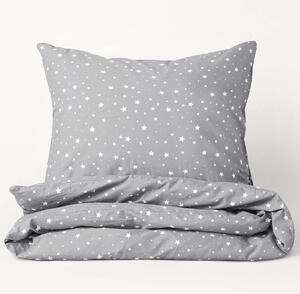 Goldea bavlnené posteľné obliečky - vzor 513 drobné biele hviezdičky na sivom 140 x 220 a 70 x 90 cm