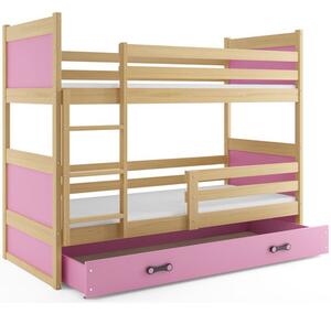 Detská poschodová posteľ RICO 200x90 cm Ružová Borovica