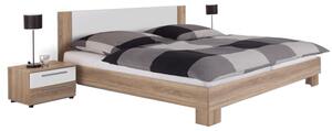 KONDELA Manželská posteľ, s 2 nočnými stolíkmi, dub sonoma/biela, 180x200, MARTINA