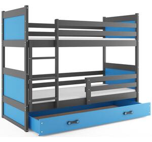 Detská poschodová posteľ RICO 200x90 cm Modrá Šedá