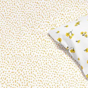 Goldea bavlnené posteľné obliečky - vzor 951 žlté kvety a kvítí na bielom 140 x 200 a 70 x 90 cm
