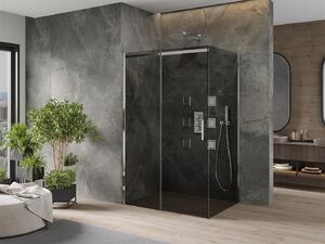 Mexen Omega, sprchovací kút s posuvnými dverami 110 (dvere) x 70 (stena) cm, 8mm sklo, chrómový profil-šedé sklo, 825-110-070-01-40